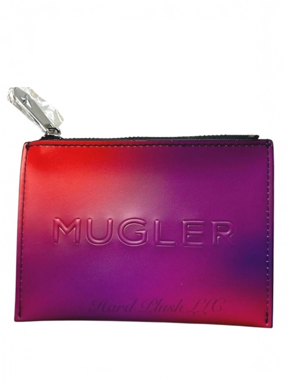 NEW MUGLER Cosmetic Pouch Red Purple Ombre Makeup Bag